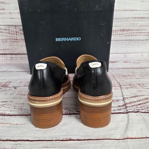 Bernardo Selma Leather Loafers 9M Chunky Heel Comfort Shoes Minimalist Neutral - Picture 4 of 10